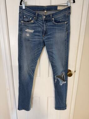 Rag and Bone Skinny Distressed Blue Jeans Size 30